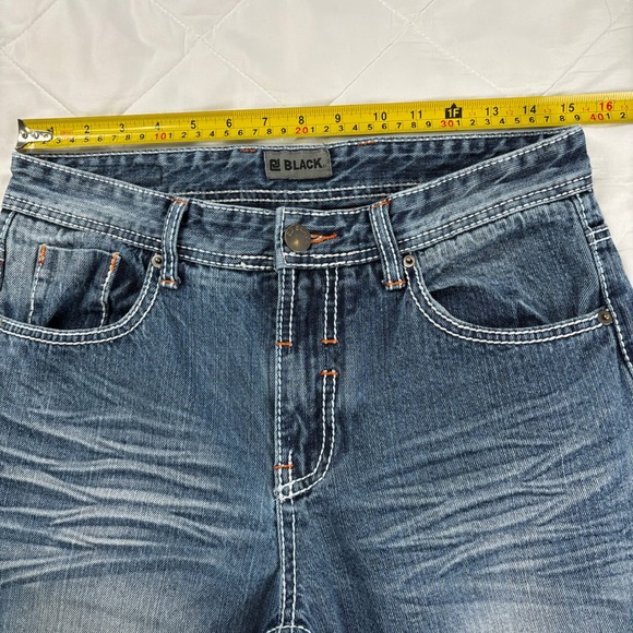 CJ Black Bootcut Jeans Men's 30x30 Blue Denim Red Stitch Distressed - Picture 9 of 12